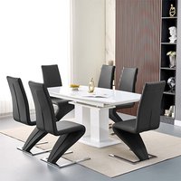 Product photograph of Genisimo Large Gloss Extending Dining Table 6 Demi Z Black Chairs from Furniture in Fashion