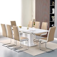 Product photograph of Genisimo Large Gloss Extending Dining Table 8 Symphony Taupe Chairs from Furniture in Fashion