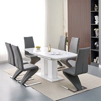 Product photograph of Genisimo Small Gloss Extending Dining Table 6 Demi Z Grey Chairs from Furniture in Fashion