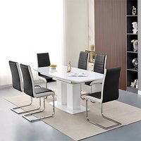 Product photograph of Genisimo Small Gloss Extending Dining Table 6 Symphony Black Chairs from Furniture in Fashion