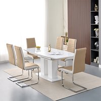Product photograph of Genisimo Small Gloss Extending Dining Table 6 Symphony Taupe Chairs from Furniture in Fashion