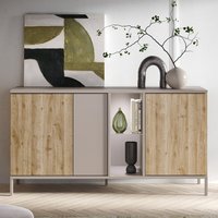 Product photograph of Genoa Wooden Sideboard 3 Doors In Cashmere And Cadiz Oak With Led from Furniture in Fashion