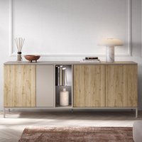 Product photograph of Genoa Wooden Sideboard 4 Doors In Cashmere And Cadiz Oak With Led from Furniture in Fashion