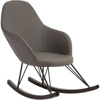 Product photograph of Giausar Upholstered Faux Leather Rocking Chair In Dark Grey from Furniture in Fashion