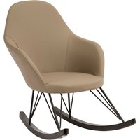 Product photograph of Giausar Upholstered Faux Leather Rocking Chair In Light Grey from Furniture in Fashion