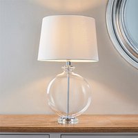 Product photograph of Gideon White Linen Cylinder Table Lamp In Polished Nickel from Furniture in Fashion