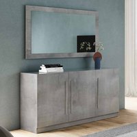 Product photograph of Breta Gloss Sideboard 3 Doors With Mirror In Grey Marble Effect from Furniture in Fashion