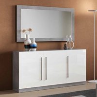 Product photograph of Breta Gloss Sideboard 3 Doors With Mirror In White And Grey from Furniture in Fashion