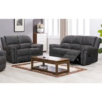 Product photograph of Girona Manual Recliner Fabric 3 2 Sofa Set In Dark Grey from Furniture in Fashion