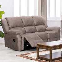 Product photograph of Girona Manual Recliner Fabric 3 Seater Sofa In Taupe from Furniture in Fashion