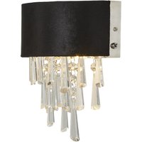 Product photograph of Glamour 2 Light Clear Crystal Wall Light In Black Velvet from Furniture in Fashion
