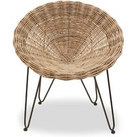 Product photograph of Glena Kubu Rattan Rounded Bedroom Chair In Natural from Furniture in Fashion