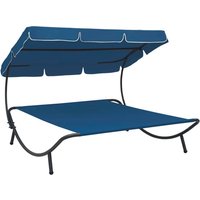 Product photograph of Grace Outdoor Lounge Bed With Canopy In Blue from Furniture in Fashion