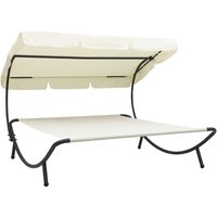 Product photograph of Grace Outdoor Lounge Bed With Canopy In Cream White from Furniture in Fashion