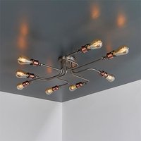 Product photograph of Hal 8 Lights Semi Flush Ceiling Light In Aged Pewter And Copper from Furniture in Fashion