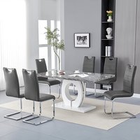 Product photograph of Halo Melange Marble Effect Dining Table 6 Petra Grey Chairs from Furniture in Fashion