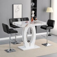 Product photograph of Halo Milo Marble Effect Bar Table With 4 Candid Black Stools from Furniture in Fashion
