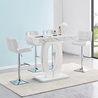 Product photograph of Halo Vida Marble Effect Bar Table With 4 Candid White Stools from Furniture in Fashion