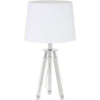 Product photograph of Haloca White Fabric Shade Table Lamp With Chrome Tripod Base from Furniture in Fashion