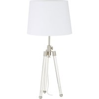 Product photograph of Haloca White Fabric Shade Table Lamp With Nickel Tripod Base from Furniture in Fashion