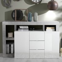 Product photograph of Hanmer White Gloss Sideboard With 2 Doors 3 Drawers In Cement from Furniture in Fashion