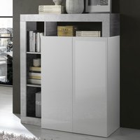 Product photograph of Hanmer White High Gloss Highboard With 2 Doors In Cement from Furniture in Fashion