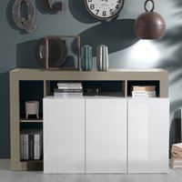 Product photograph of Hanmer White High Gloss Sideboard With 3 Doors In Pewter from Furniture in Fashion