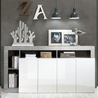 Product photograph of Hanmer White High Gloss Sideboard With 4 Doors In Cement from Furniture in Fashion