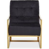 Product photograph of Hanna Velvet Lounge Chair With Gold Frame In Black from Furniture in Fashion