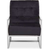 Product photograph of Hanna Velvet Lounge Chair With Silver Frame In Black from Furniture in Fashion