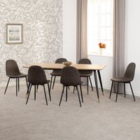 Product photograph of Hanover Oak Wooden Dining Table With 6 Alsip Brown Chairs from Furniture in Fashion