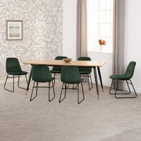 Product photograph of Hanover Oak Wooden Dining Table With 6 Lyster Green Chairs from Furniture in Fashion