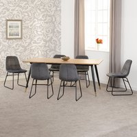 Product photograph of Hanover Oak Wooden Dining Table With 6 Lyster Grey Chairs from Furniture in Fashion