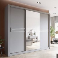 Product photograph of Hanover Wooden Wardrobe With 3 Sliding Doors In Matt Grey from Furniture in Fashion