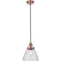 Product photograph of Hansen 1 Light Clear Glass Shade Pendant Light In Aged Copper from Furniture in Fashion