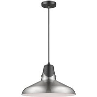 Product photograph of Hanwell Satin Nickel Shade Pendant Light In Matt Black from Furniture in Fashion