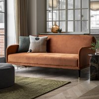 Product photograph of Harare Fabric 3 Seater Sofa Bed With Black Legs In Rust from Furniture in Fashion
