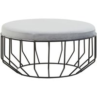 Product photograph of Harbor Round Velvet Seat Stool With Black Metal Caged Base from Furniture in Fashion
