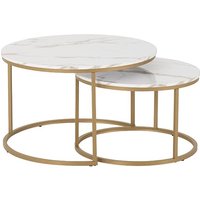 Product photograph of Hargrove Wooden Nesting Coffee Tables In White Marble Effect from Furniture in Fashion