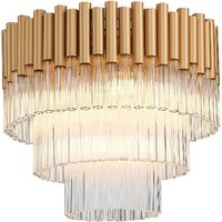 Product photograph of Harrogate Hanging Crystal Shade Flush Light Small In Matt Gold from Furniture in Fashion