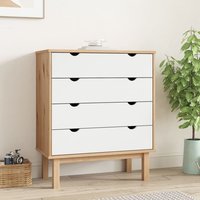 Product photograph of Harrow Wooden Chest Of 4 Drawers Wide In White Brown from Furniture in Fashion
