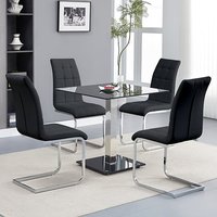 Product photograph of Hartley Black Glass Bistro Dining Table 4 Paris Black Chairs from Furniture in Fashion