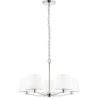 Product photograph of Harvey 5 Lights White Shades Pendant Light In Bright Nickel from Furniture in Fashion