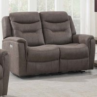 Product photograph of Hasselt Electric Fabric Recliner 2 Seater Sofa In Brown from Furniture in Fashion