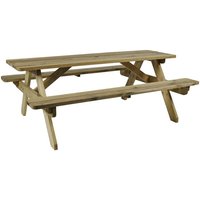 Product photograph of Haswell Outdoor Wooden 6 Seater Picnic Dining Set In Natural from Furniture in Fashion