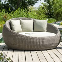 Product photograph of Haverhill Rattan Garden Round Daybed In Grey Dusk from Furniture in Fashion