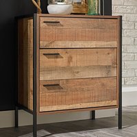 Product photograph of Haxtun Wooden Chest Of 3 Drawers In Distressed Oak from Furniture in Fashion