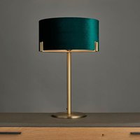 Product photograph of Hayfield Rich Green Velvet Shade Table Lamp In Brass from Furniture in Fashion