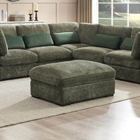 Product photograph of Hayward Fabric Ottoman With Black Legs In Green from Furniture in Fashion