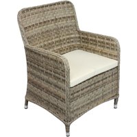 Product photograph of Hayward Rattan Arm Chair With Cream Cushion In Brown Weave from Furniture in Fashion